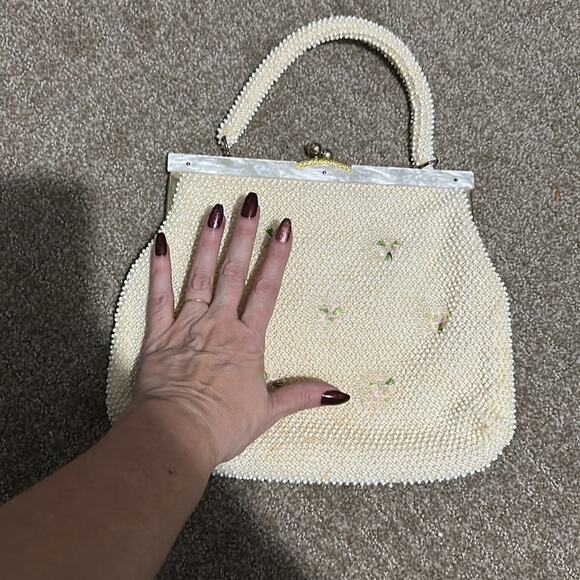 Vintage Hong Kong 1960s floral Beaded Handbag CLEAN - Picture 10 of 12